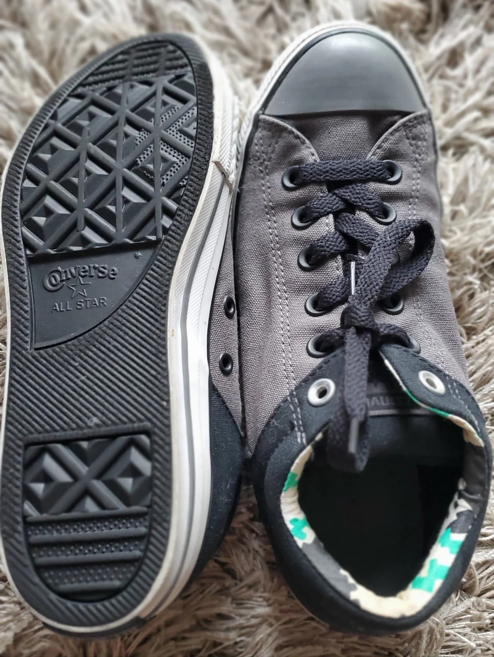 CONVERSE Gray/Black Big Kids 5.5 / Womens 7.5m